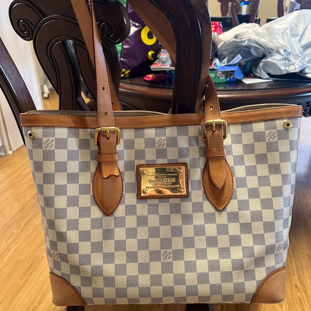 Louis Vuitton MM Damier Azur Hampstead Shoulder Bag